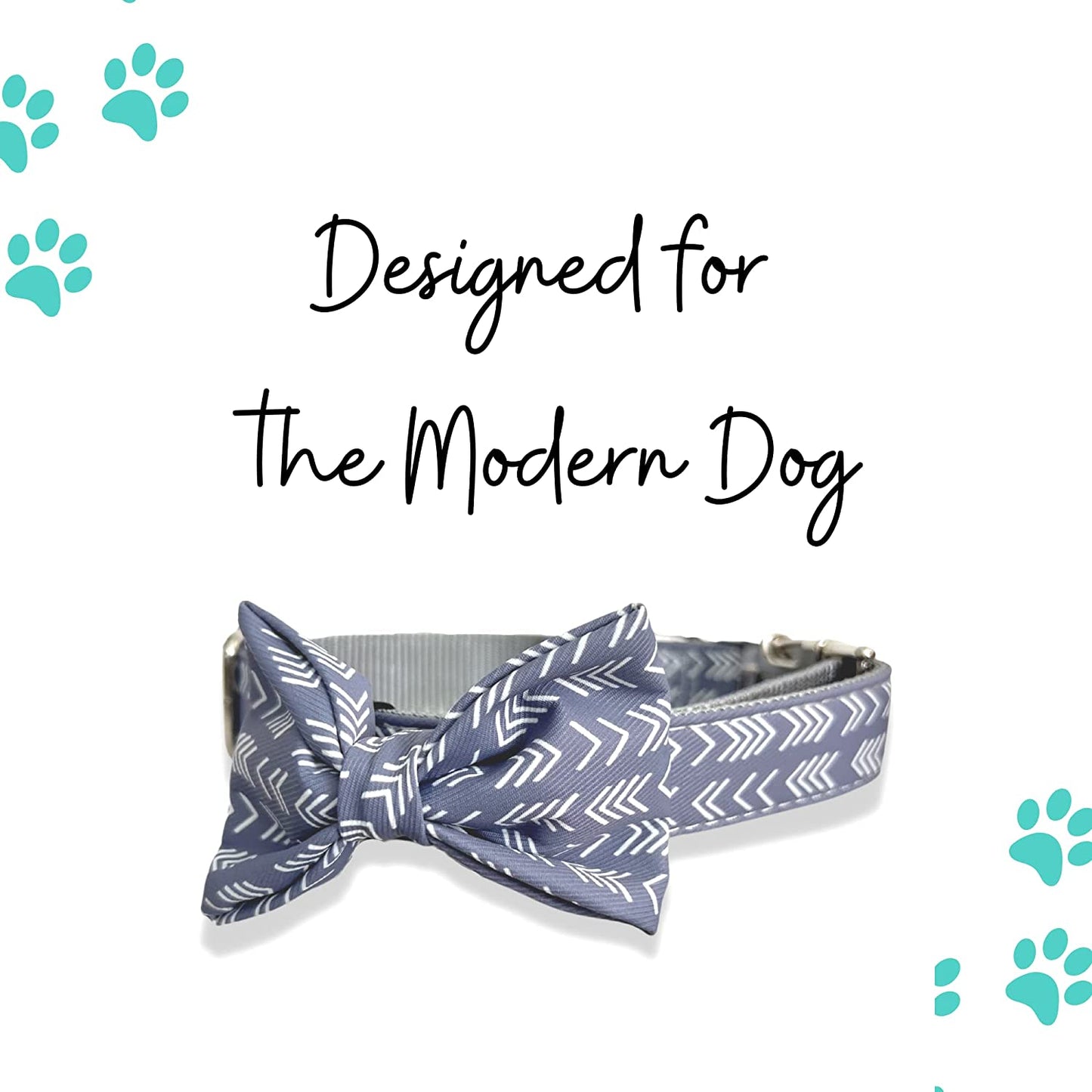 Stella and Bear Dog Collar with Bowtie- Adjustable Blue Grey Collar with Metal Buckle and Removable Bowtie- Pet Gift for Small, Medium, and Large Dogs and Cats (Medium) Animals & Pet Supplies > Pet Supplies > Dog Supplies > Dog Apparel Touch Horizon LLC.   