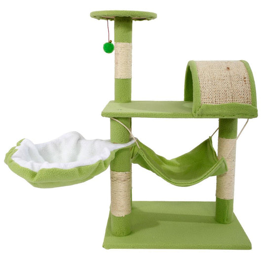 Ubesgoo 32" Cat Tree Tower Sisal Scratcher Condo Pet Furniture Kitten House with Hammock & Toy Green