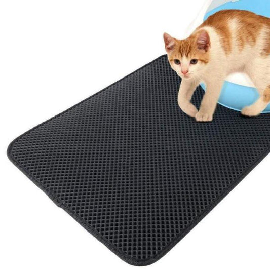 Cat Litter Mat, Large Cat Litter Mat, Litter Mat Honeycomb Design Mat, Waterproof Double Layer Design Cat Mat, Litter Box Accessories Black 55*70Cm Animals & Pet Supplies > Pet Supplies > Cat Supplies > Cat Litter Box Mats Dolegur   