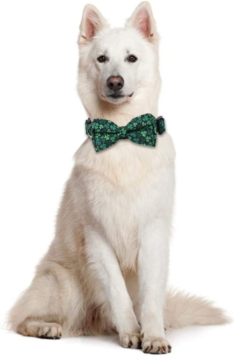 St.Patrick'S Day Dog Collar with Removable Cute Bow Tie Adjustable Pet Collars Medium Animals & Pet Supplies > Pet Supplies > Dog Supplies > Dog Apparel Lamphyface   