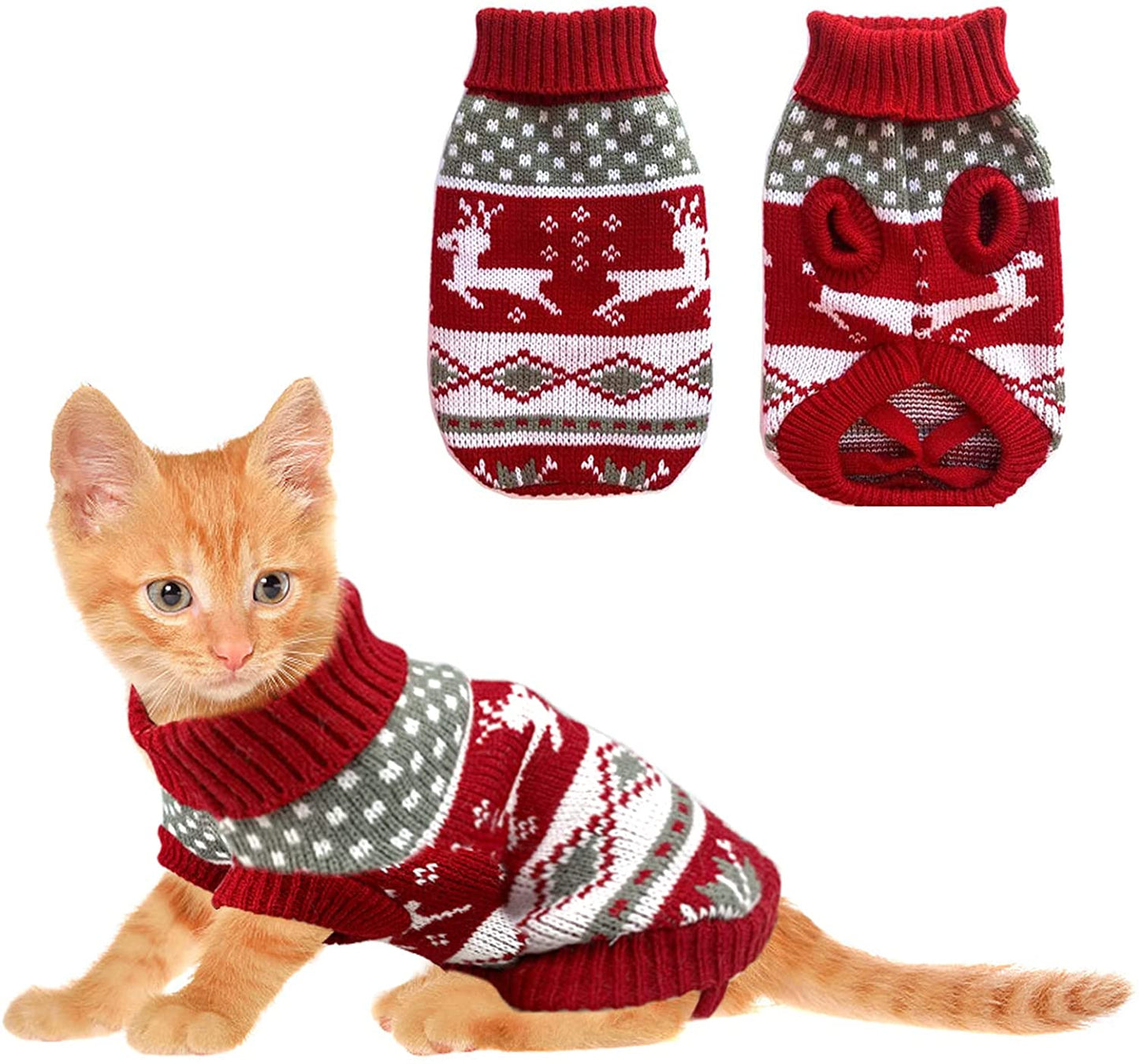 Vehomy Dog Christmas Sweaters Pet Winter Knitwear Xmas Clothes Classic Warm Coats Reindeer Snowflake Argyle Sweater for Kitty Puppy Cat-L Animals & Pet Supplies > Pet Supplies > Dog Supplies > Dog Apparel Vehomy Small  