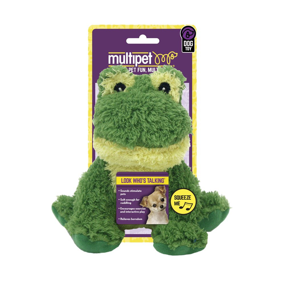 Multipet Look Who'S Talking Plush Frog Dog Toy