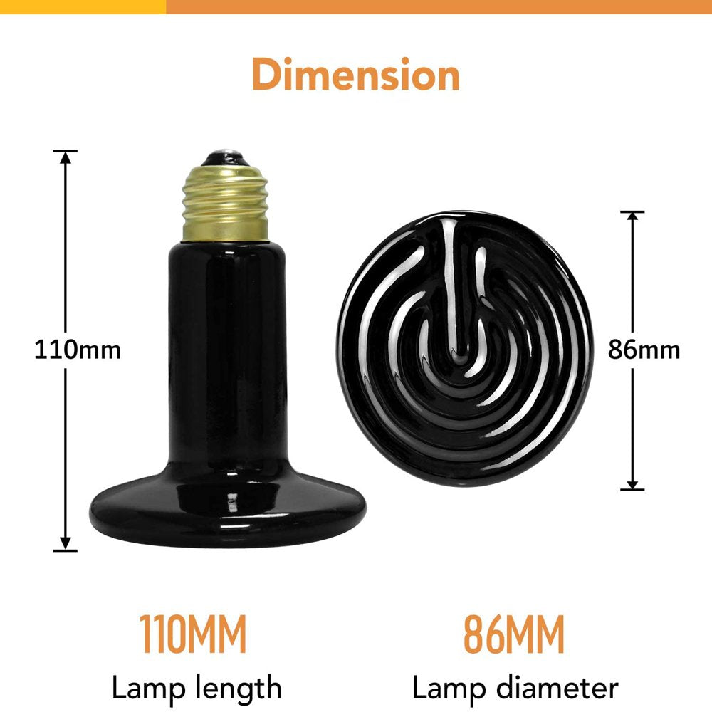 Simple Deluxe 100 Watts Ceramic Heat Emitter Reptile Heat Lamp Bulb No Light Emitting Brooder Coop Heater for Amphibian Pet, 1-Pack  Simple Deluxe   