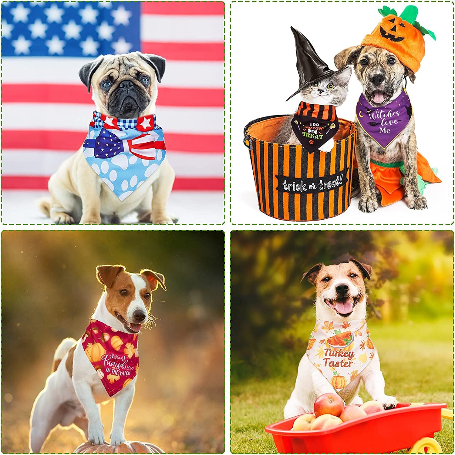 16 Pieces Holiday Dog Bandanas Easter Day Dog Bandanas Patriotic Pets Bibs Triangle Dog Scarf Dog Birthday Daily Floral Bandanas Xmas Plaid for Pet Festival Costume Supply Animals & Pet Supplies > Pet Supplies > Dog Supplies > Dog Apparel Weewooday   