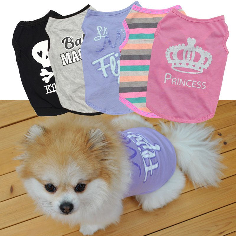 Pet Shirts Dog Printed Cool Summer Custom Vest Cute Puppy Apparels Clothes Animals & Pet Supplies > Pet Supplies > Dog Supplies > Dog Apparel BAGGUCOR XS Light Purple 