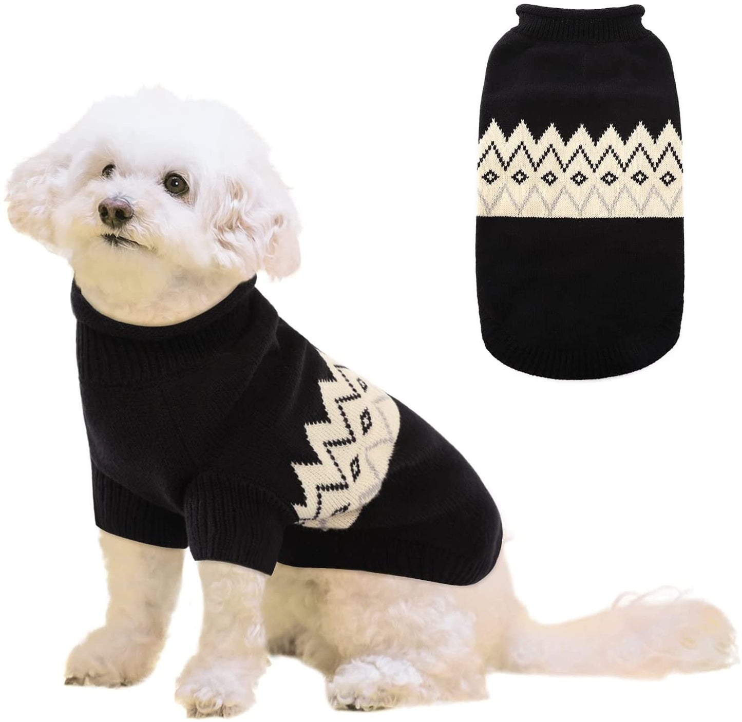 Queenmore Warm Dog Sweater, Soft Pet Knitwear, Knitted Pullover, Vlentines Day Gifts Winter Pet Clothes for Small Medium Dogs Cats Animals & Pet Supplies > Pet Supplies > Dog Supplies > Dog Apparel Queenmore Black X-Small 