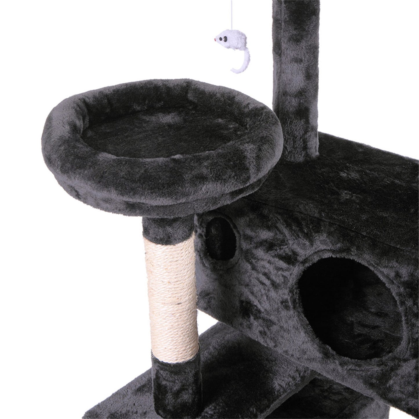 Pefilos 59" Multi-Level Cat Tree Condo Furniture Cat Tree for Large Adult Cat, 2 Plush Condos, Cat Condo for Multiple Cats Hammock for Kittens, Cat Tree Tower for Indoor Cats and Pets, Black Animals & Pet Supplies > Pet Supplies > Cat Supplies > Cat Furniture Pefilos   