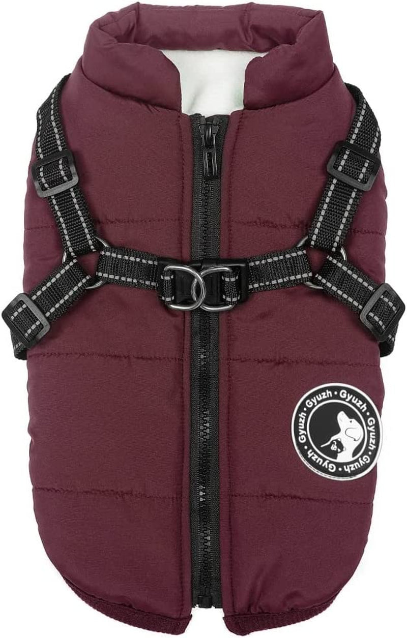 Gyuzh Dog Coat with Harness Winter Dog Coat Fleece Dog Jacket Waterproof Dog Coat Zipper Dog Jacket Puppy Coat Small Dog Clothes Dog Coat with Reflective Harness for Smal Medium Large Dogs Animals & Pet Supplies > Pet Supplies > Dog Supplies > Dog Apparel Gyuzh purple X-Large 