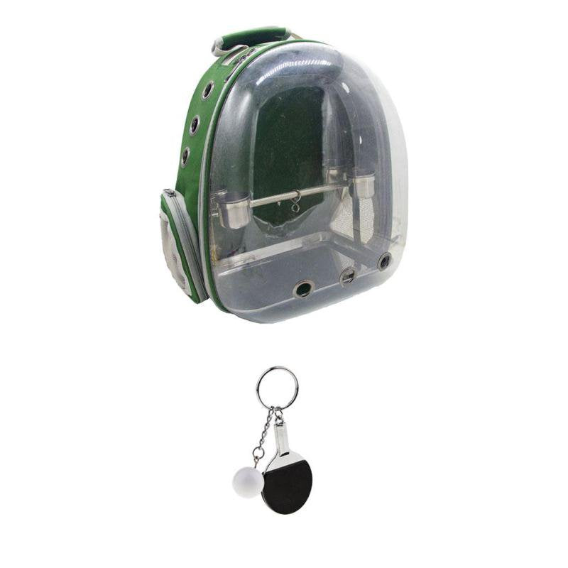 Clear Cover Travel Bird Parrot Cage Carrier with Set Stand Perch Cup Green Animals & Pet Supplies > Pet Supplies > Bird Supplies > Bird Cages & Stands Magideal   