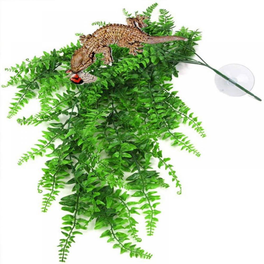 Monfince Reptile Plants, Amphibian Hanging Plants with Suction Cup for Lizards, Geckos, Bearded Dragons, Snake, Hermit Crab Tank Pets Habitat Decorations Animals & Pet Supplies > Pet Supplies > Small Animal Supplies > Small Animal Habitat Accessories Monfince   