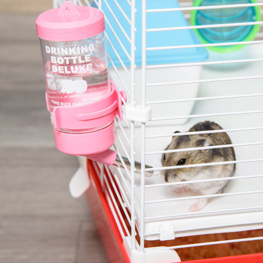 Pawhut Large Hamster Cage and Habitat, 2-Level Steel Rat Cage, Small Animal House, with Tube Tunnels, Exercise Wheel, Water Bottle, Food Dish, Hut, Ladder, Top Handle, 23" X 14" X 14", Red Animals & Pet Supplies > Pet Supplies > Small Animal Supplies > Small Animal Habitats & Cages Aosom LLC   