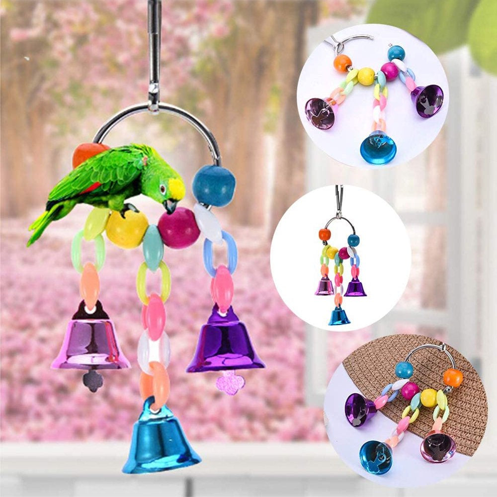 Large Bird Swing Toys, Big Parrots Chewing Natural Wood with Bells Toys for Childhood Macaws Cokatoos, Alexandrine Parakeet, African Grey Parrot and a Variety of Medium Finch Animals & Pet Supplies > Pet Supplies > Bird Supplies > Bird Toys sbomiaort   