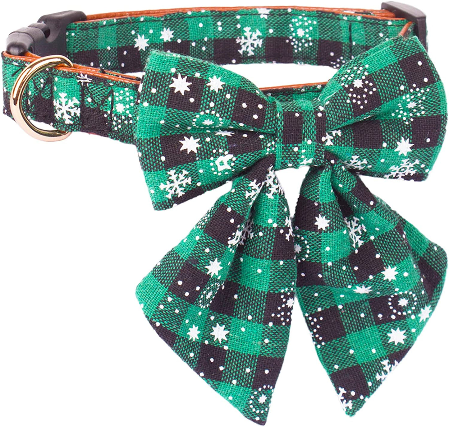 ADOGGYGO 2 Pack Christmas Dog Collar with Bow Tie, Classic Plaid Red Green Dog Collars with Removable Bowtie Christmas Collars for Small Medium Large Dogs Pets (Large) Animals & Pet Supplies > Pet Supplies > Dog Supplies > Dog Apparel ADOGGYGO   