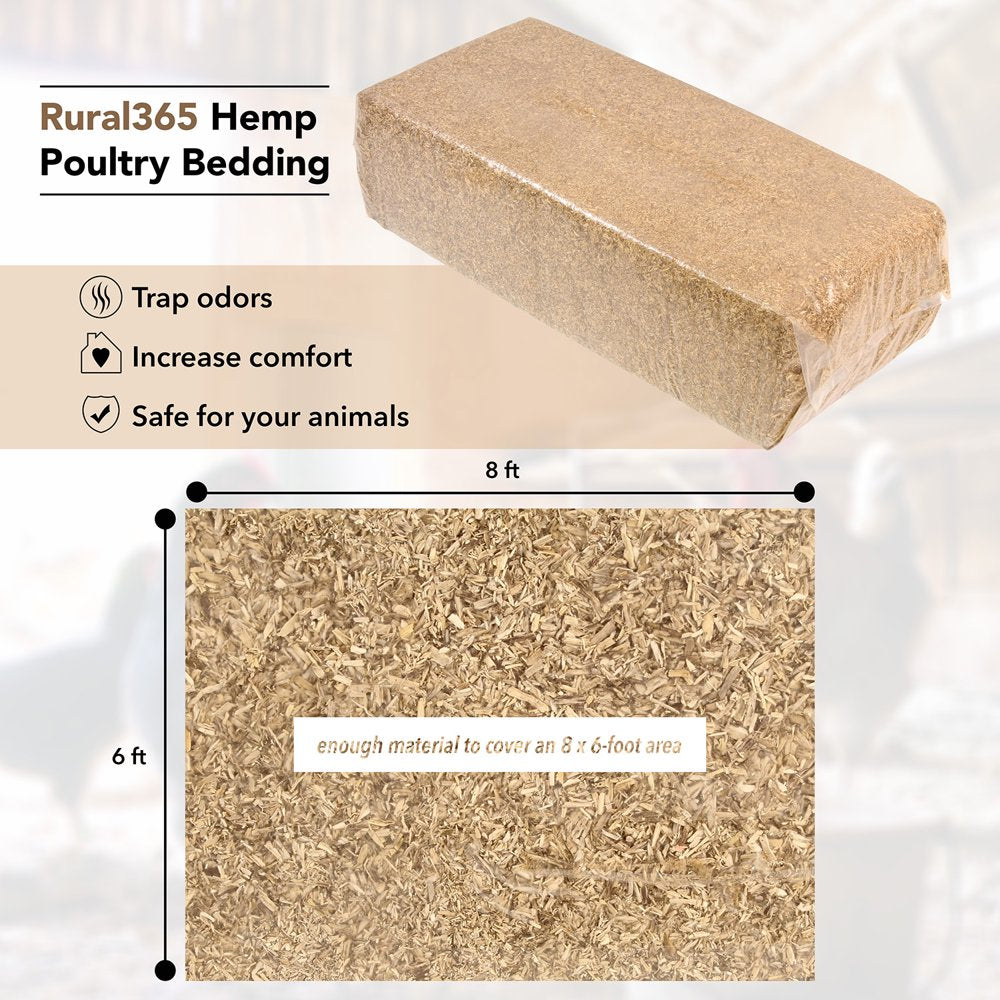 Rural365 Chicken Hemp Bedding - 33Lb Industrial Hemp Bale for Small Animals