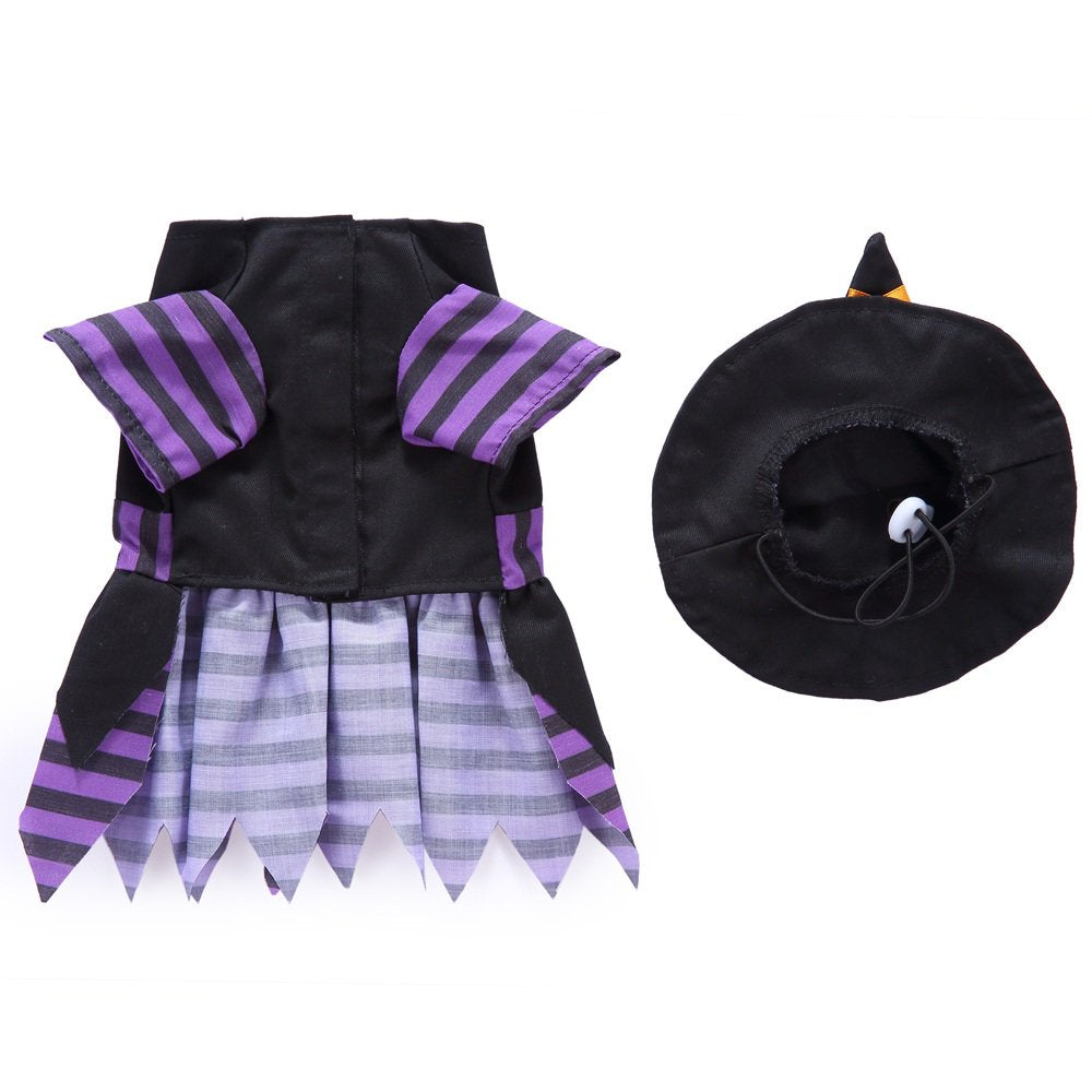 Jovivi Halloween Cat Costume Cat Witch Dress Costume Pet Clothes Dog Costume with Adjustable Witch Hat Pet Dog Cat Cosplay Apparel Outfits for Small Medium Large Dog Cat Pet Animals & Pet Supplies > Pet Supplies > Cat Supplies > Cat Apparel Jovivi   