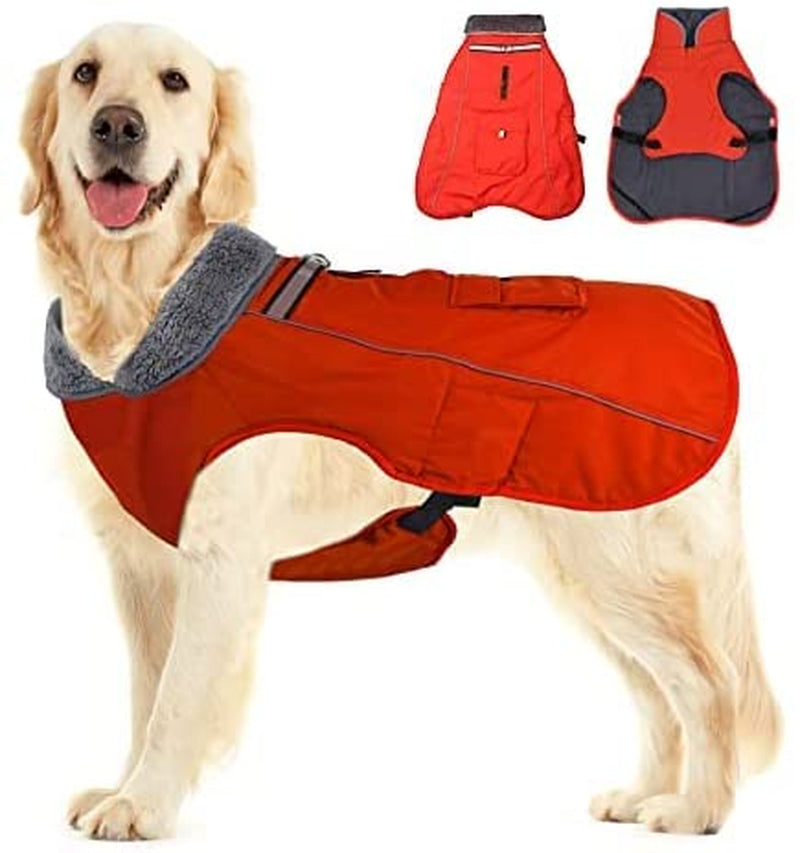 Dog Cold Weather Coats Dog Apparel for Warm Dog Jacket Reflective Waterproof Windproof Dog Vest Winter Coat Warm for Small Medium Large Dogs Sweaters Clothes Easy Put on and off （L-3XL） Animals & Pet Supplies > Pet Supplies > Dog Supplies > Dog Apparel Seicipet red-new XXX-Large 