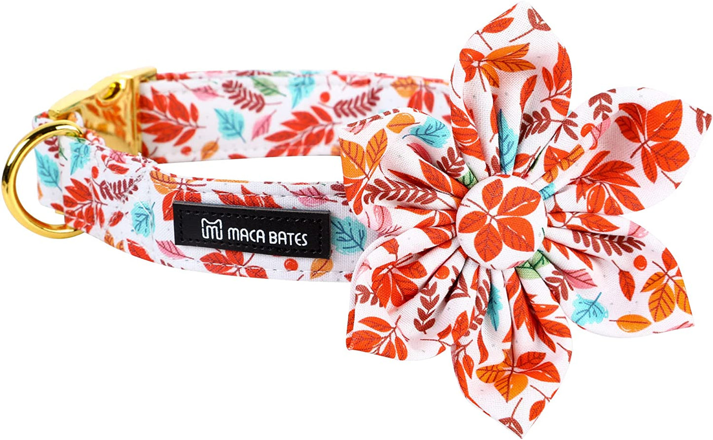 Maca Bates Dog Collar with Bow Tie- Adjustable Bows for Puppy Dogs with Metal Buckle Collar, Thanksgiving Day Halloween Dog Collar Bowtie for Small Medium or Large Boy and Girl Dog and Cat Animals & Pet Supplies > Pet Supplies > Dog Supplies > Dog Apparel M MACA BATES maple leave flower Medium 