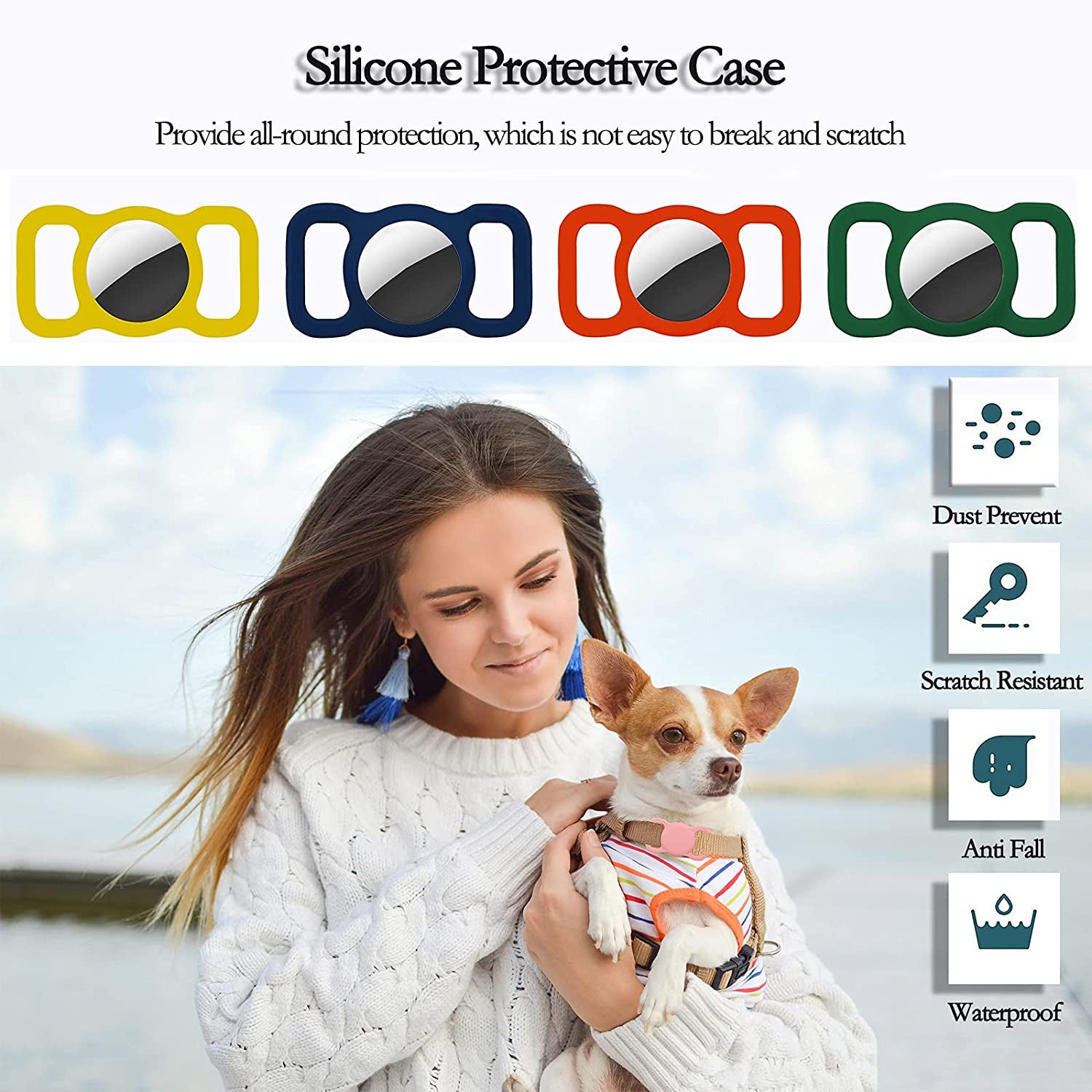 Protective Case Compatible for Airtag GPS Tracker, Fit for Dog Cat Collar Accessories Pet Loop Holder, Silicone Protective Case for Air Tag Lightweight Soft anti Scratch anti Lost(Dark Blue 1Pack) Electronics > GPS Accessories > GPS Cases TILIXI   
