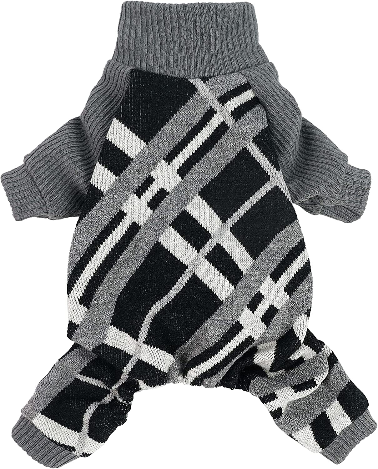 Fitwarm Argyle Dog Pajamas Thermal Knitted Pet Clothes Puppy Sweater Doggie Turtleneck PJS Lightweight Coat Doggy Outfits Cat Jumpsuits Black Medium Animals & Pet Supplies > Pet Supplies > Dog Supplies > Dog Apparel Fitwarm Black XXL 