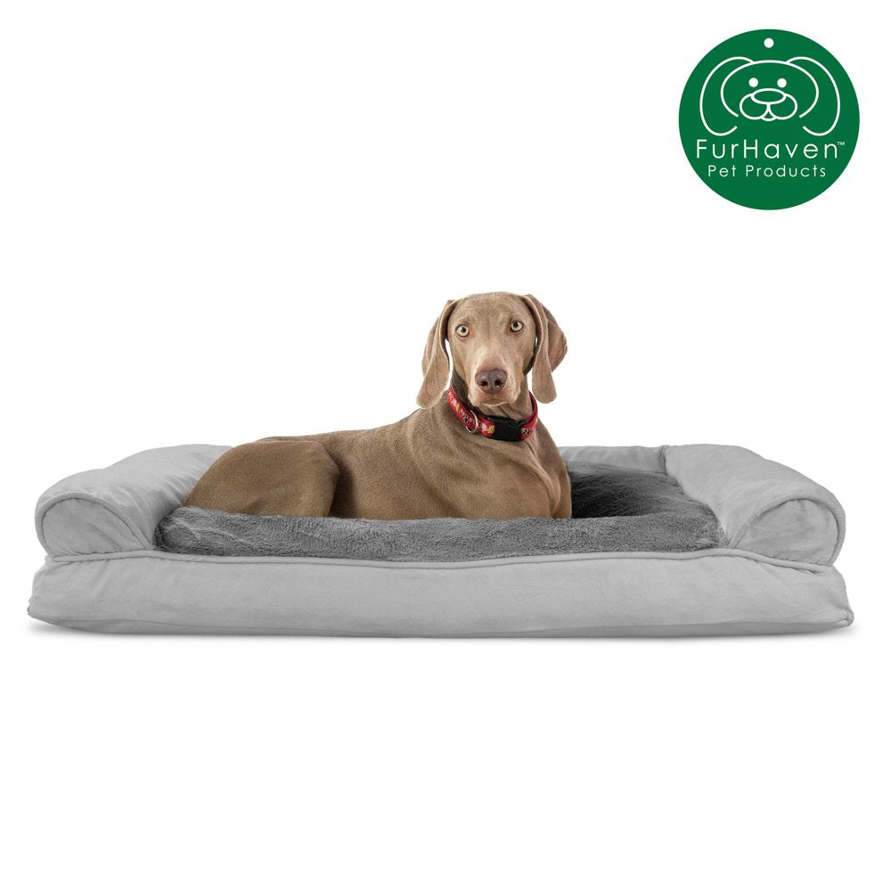 Furhaven Pet Products | Plush & Suede Pillow Sofa Pet Bed for Dogs & Cats, Espresso, Large Animals & Pet Supplies > Pet Supplies > Cat Supplies > Cat Beds FurHaven Pet Jumbo Gray 