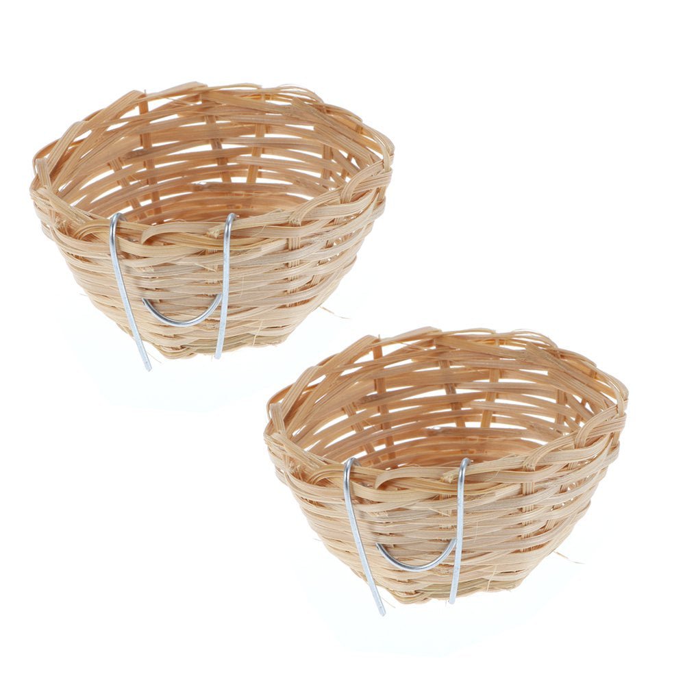 Etereauty Bird Nest Cage House Parakeet Birds Cages Finch Parakeets Canary Accessories Nests Bamboo Artificial Cockatiel Hanging Animals & Pet Supplies > Pet Supplies > Bird Supplies > Bird Cage Accessories ETEREAUTY   