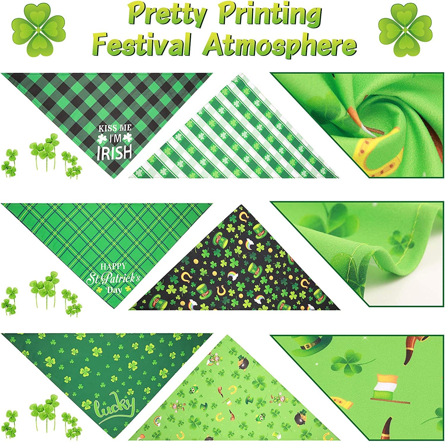 6 Pieces St. Patrick'S Day Dog Bandana Reversible Triangle Bibs Dog Scarf Neckerchief Lucky Shamrock Bandanna for Pets Dogs Cats Animals, 6 Styles Animals & Pet Supplies > Pet Supplies > Dog Supplies > Dog Apparel Geyoga   