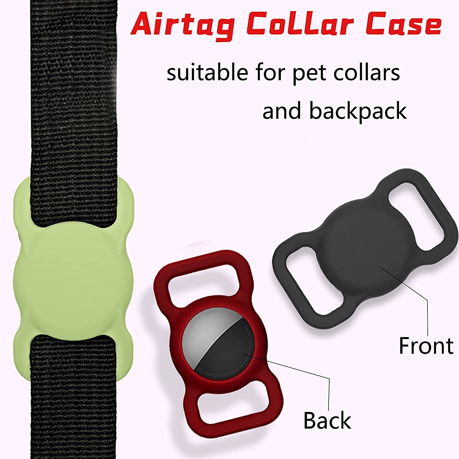 Neotrixqi Airtag Dog Collar Holder, Airtag Holder Accessories for Apple Airtags Tracker with 4 Pack HD Protective Film, Silicone Air Tag Case for Air Tags Pet Collar Loop Necklace Backpack Bag Electronics > GPS Accessories > GPS Cases NeotrixQI   