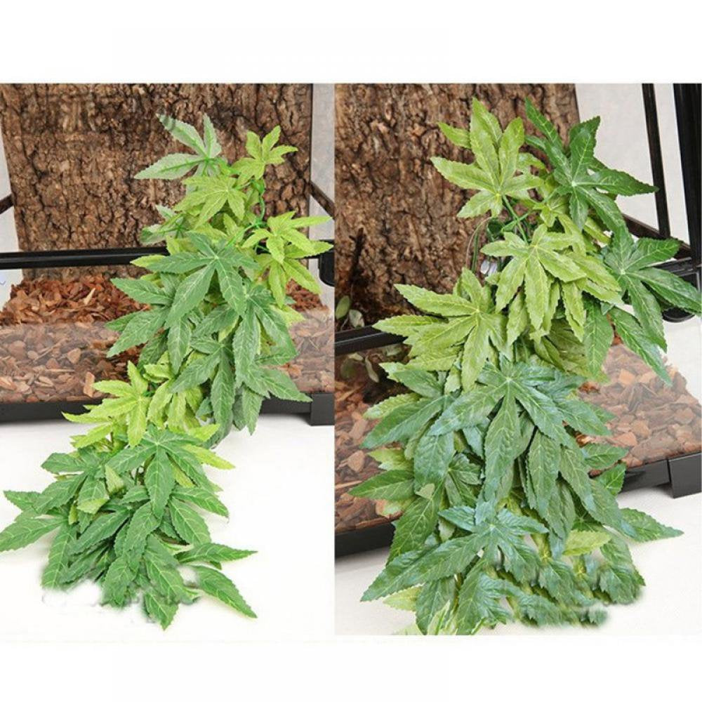 Artificial Reptile Plants, Lifelike Reptiles Terrarium Leaves, Plastic Reptile Habitats Plant Amphibian Hanging Terrarium Plants Decorations with Suction Cups for Hermit Crab Lizards Geckos Snake Animals & Pet Supplies > Pet Supplies > Small Animal Supplies > Small Animal Habitat Accessories MAXCOZY   