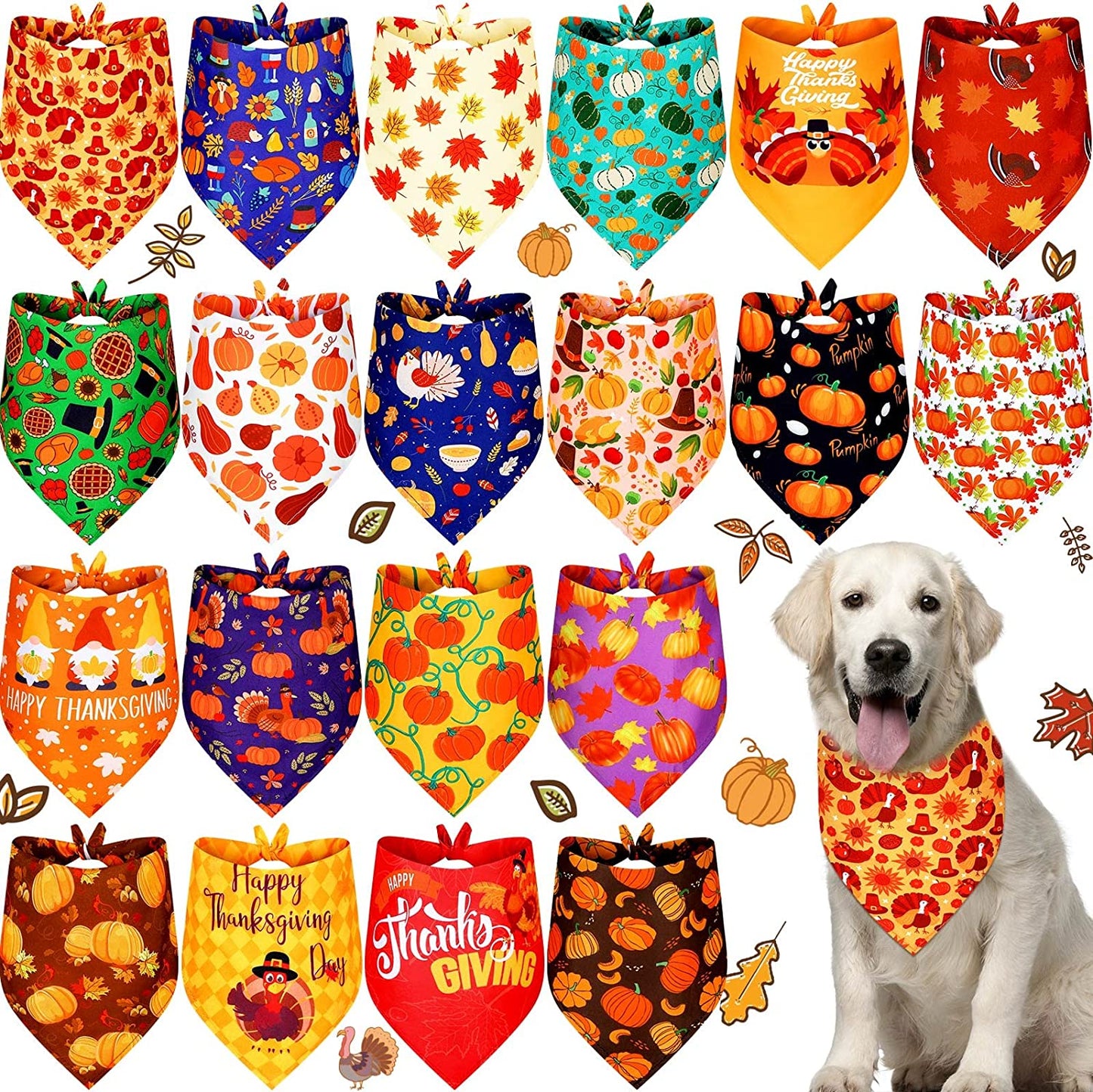 20 Pieces Summer Spring Dog Bandanas Bulk, Hawaii Floral Dog Bandana Soft Triangle Doggy Kerchief Scarf Bibs with Flowers Patterns for Small Medium Large Pets (Flowers, Bees, Large) Animals & Pet Supplies > Pet Supplies > Dog Supplies > Dog Apparel Weewooday Turkey, Pumpkin X-Large 