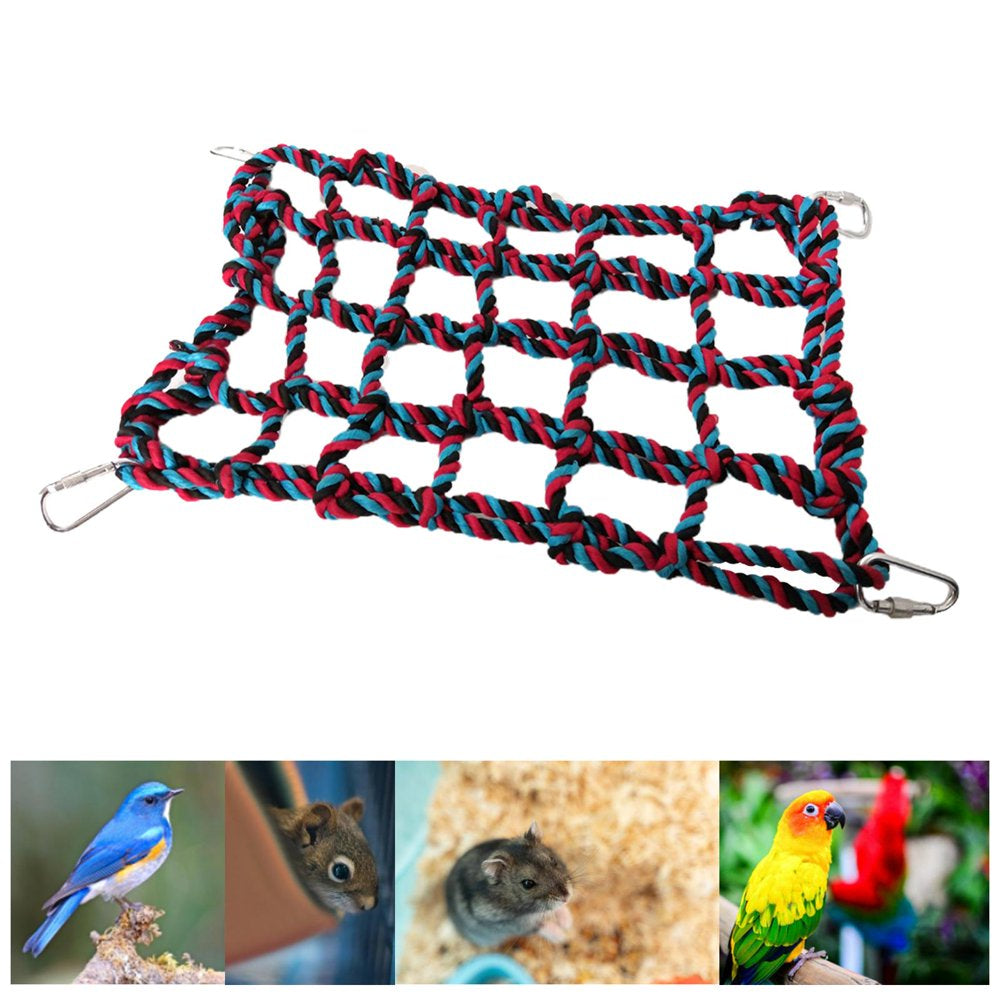 Pet Parrot Climbing Net Birds Swing Rope Hammock Hanging W/ 4Pcs Hooks Chewing Biting Toy Chew Toys Gym for , Parakeet, Budgie Animals & Pet Supplies > Pet Supplies > Bird Supplies > Bird Gyms & Playstands Magideal   