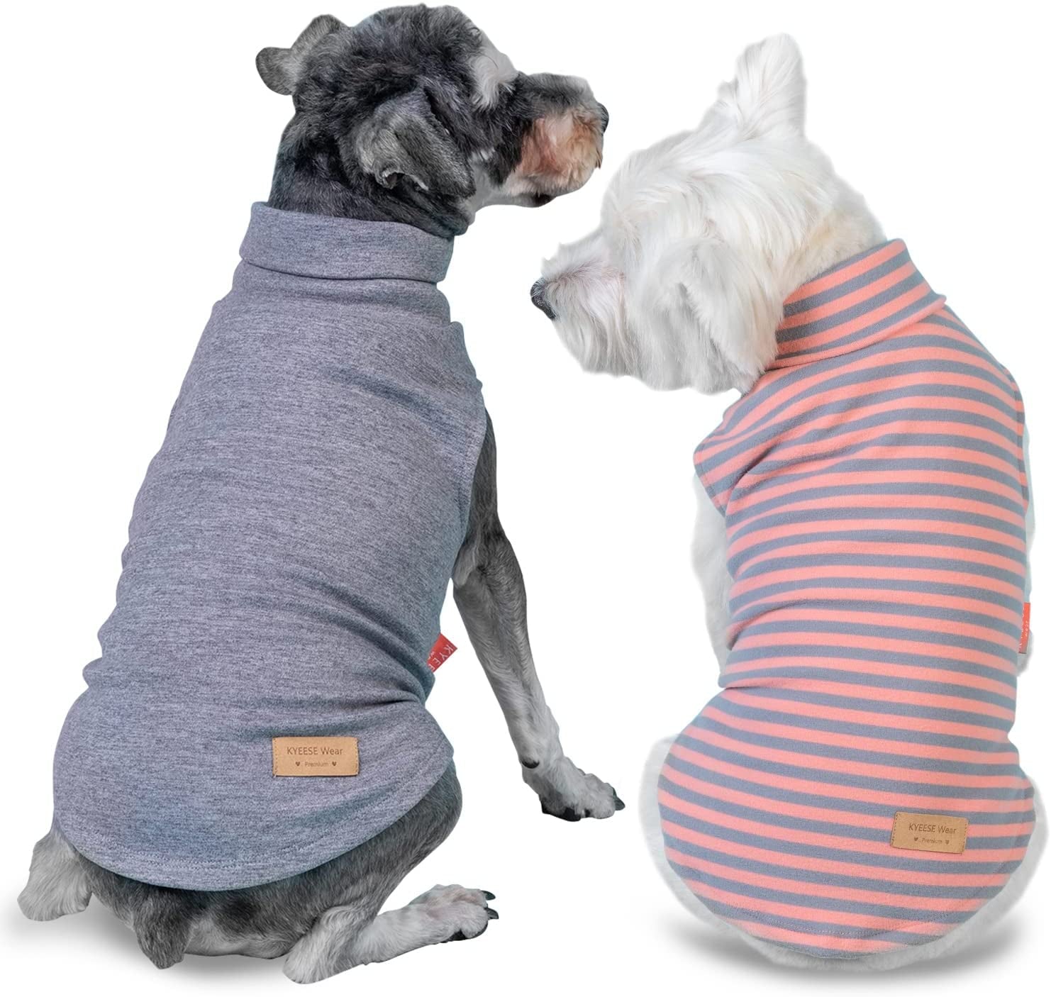 KYEESE 2Pack Dog Coat Turtleneck Stretchy Dog Sweater Super Soft Dog Cold Weather Coat for Small Dogs Puppy in Sleeveless Design, Purple,S Animals & Pet Supplies > Pet Supplies > Dog Supplies > Dog Apparel kyeese 1# Stripe+Grey XX-Large (30-50lbs) 