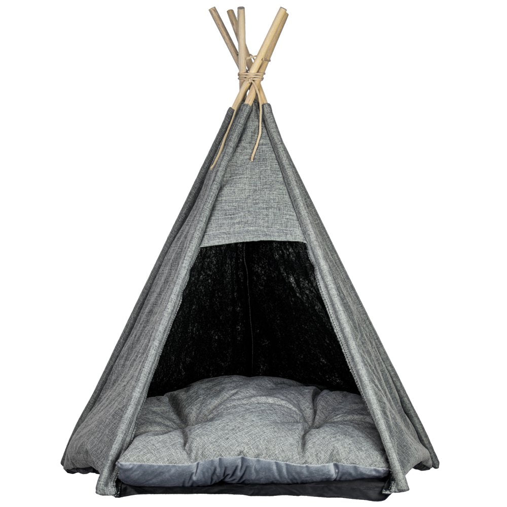 American Art Decor Pet Teepee Portable Dog & Cat Bed with Cushion - Grey Animals & Pet Supplies > Pet Supplies > Cat Supplies > Cat Beds Crystal Art Gallery   