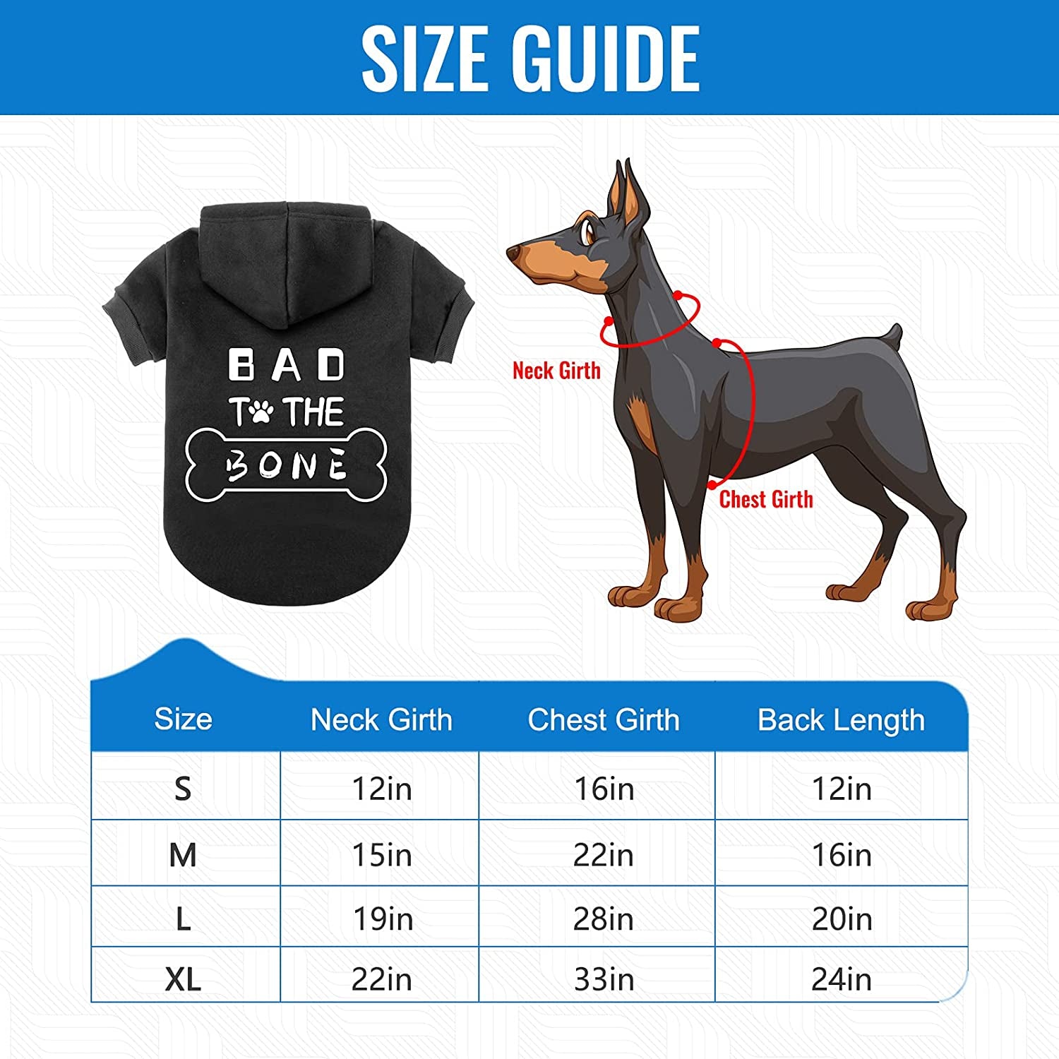 Dog Hoodies Bad the Bone Printed - Cold Protective Winter Coats Warm Puppy Pet Dog Clothes Black Color Large Animals & Pet Supplies > Pet Supplies > Dog Supplies > Dog Apparel BINGPET   