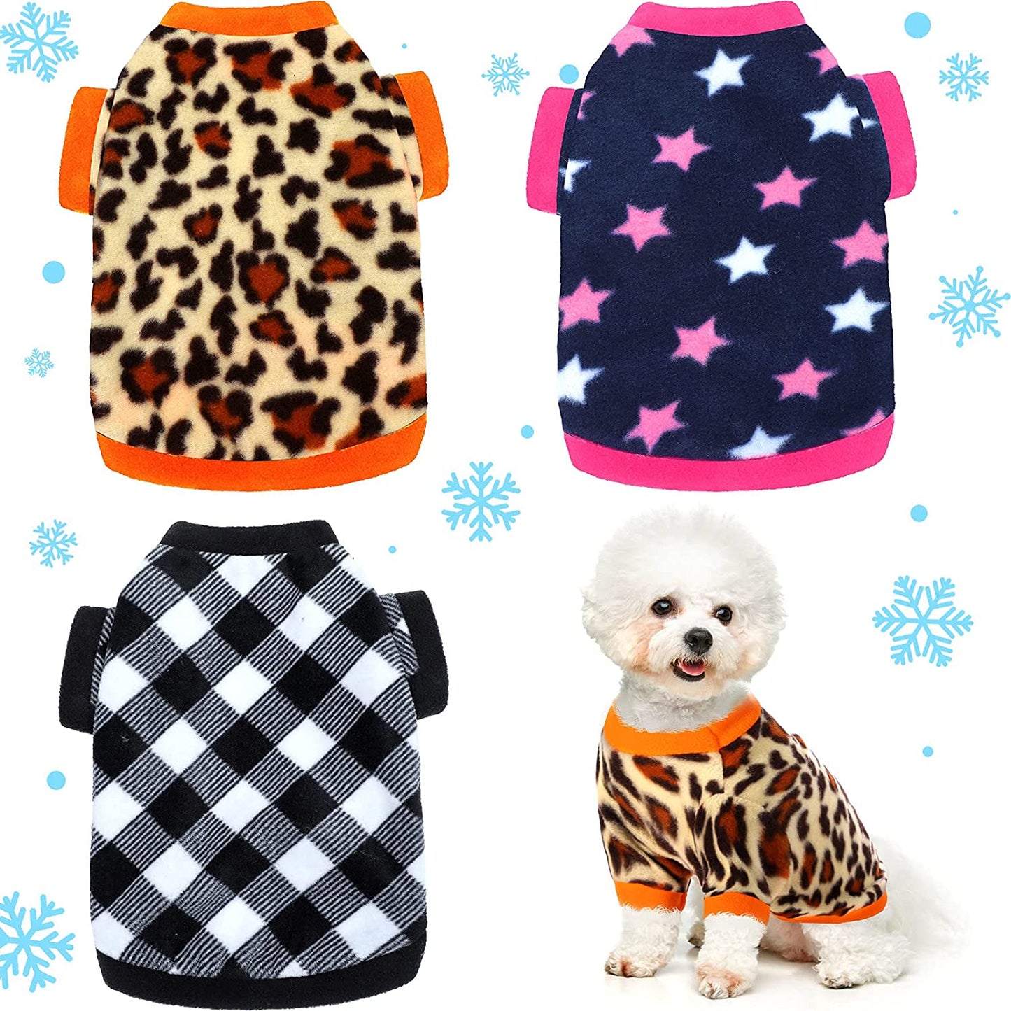 3 Pieces Winter Dog Clothes Warm Dog Shirts Soft Fleece Puppy Clothes Colorful Thickening Dog Pajamas Winter Outfits Dog Sweater for Small Pets Dog Cat Chihuahua Teddy, S Animals & Pet Supplies > Pet Supplies > Dog Supplies > Dog Apparel Xuniea Lovely Pattern L 