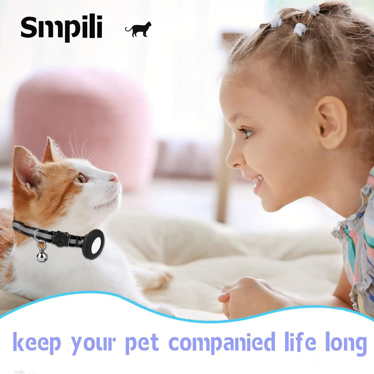 Smpili Airtag Cat Collar, Reflective Kitten Collar Breakaway with Airtag Holder, 0.4 Inches in Width Electronics > GPS Accessories > GPS Cases Smpili   