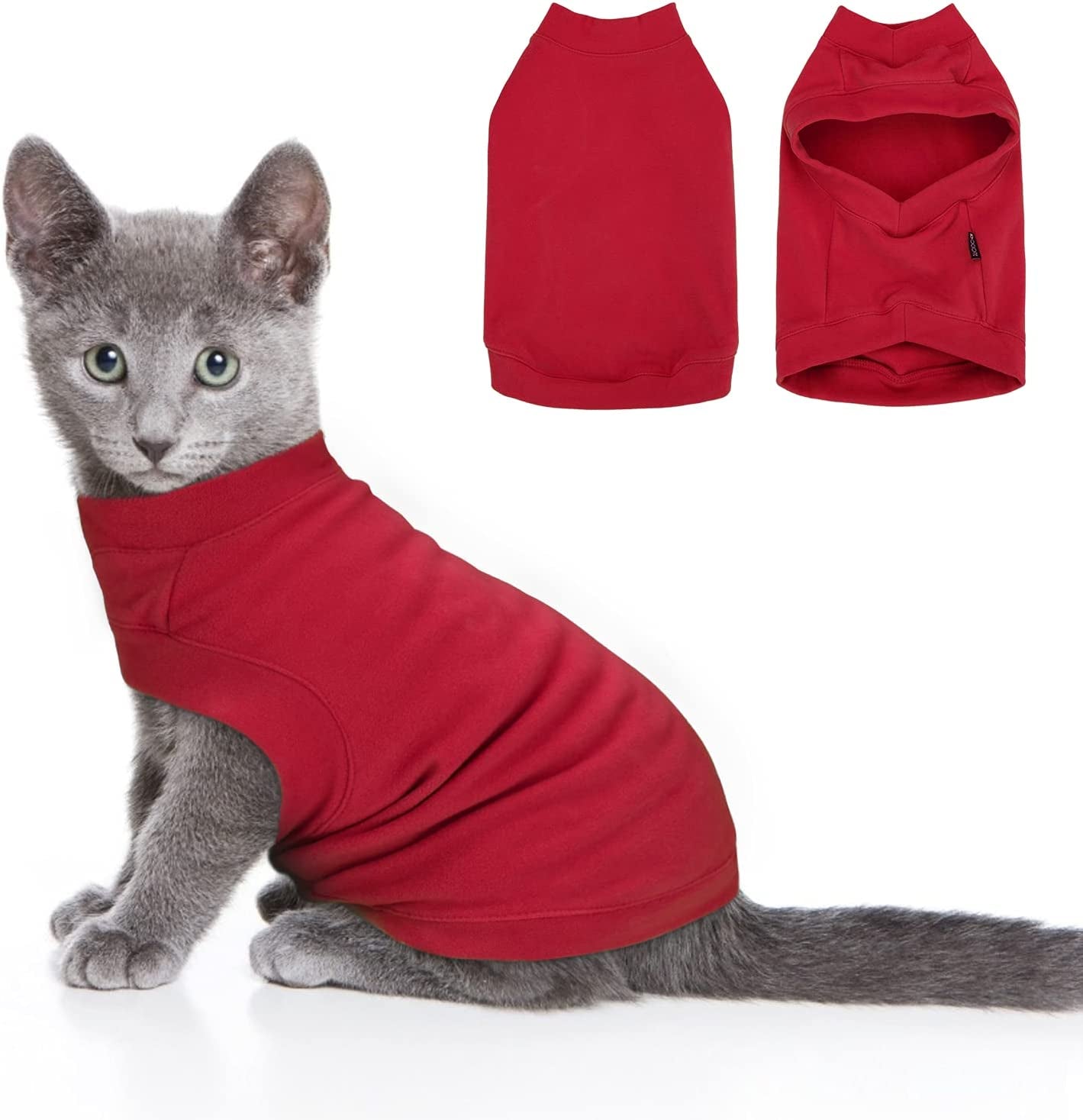 Soft Fleece Dog Sweatshirt - Warm Dog Sweaters for Small Medium Dogs Cats Cold Weather - Cat Sweater Pullover Stretchy Hoodie Easy on - Comfortable Dog Winter Clothes Pet Sweaters Vest for Doggie Animals & Pet Supplies > Pet Supplies > Dog Supplies > Dog Apparel Dociote Red S 