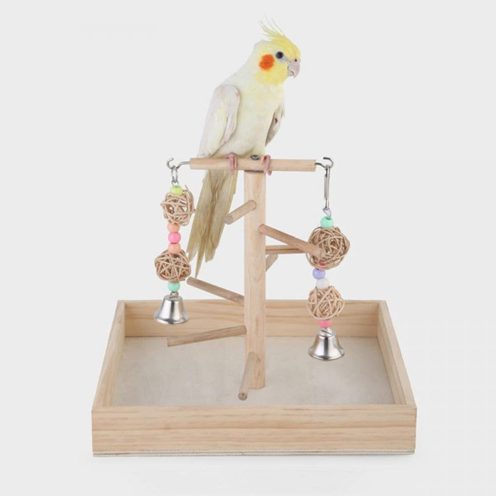 Parrot Playground Bird Playstand Wood Perch Gym Toys Cockatiel Nest Hanging Swing Chew Toys for Conure Lovebirds Animals & Pet Supplies > Pet Supplies > Bird Supplies > Bird Ladders & Perches Wisremt   