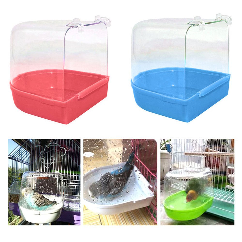 Walbest Transparent Bird Bath Box Bird Cage Accessory Bathing Parakeet Caged Bird Bathing Tub, for Pet Small Birds Canary Budgies Parrot Parakeet Finch Canary Parrot Lovebird Animals & Pet Supplies > Pet Supplies > Bird Supplies > Bird Cage Accessories Walbest   