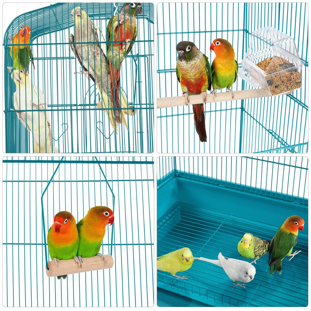 Smilemart 64" Open Top Metal Bird Cage with Detachable Rolling Stand, Teal Blue Animals & Pet Supplies > Pet Supplies > Bird Supplies > Bird Cages & Stands SmileMart   