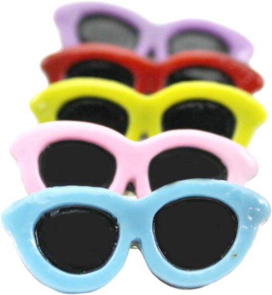 Eaarliyam Sunglasses Shaped Dog Hair Clip, 5 Pet Hair Accessories, Sunglasses Hair Clip, 3.8 * 1.5Cm(Red+Pink+Yellow+Purple+Sky Blue) Animals & Pet Supplies > Pet Supplies > Dog Supplies > Dog Apparel Eaarliyam   