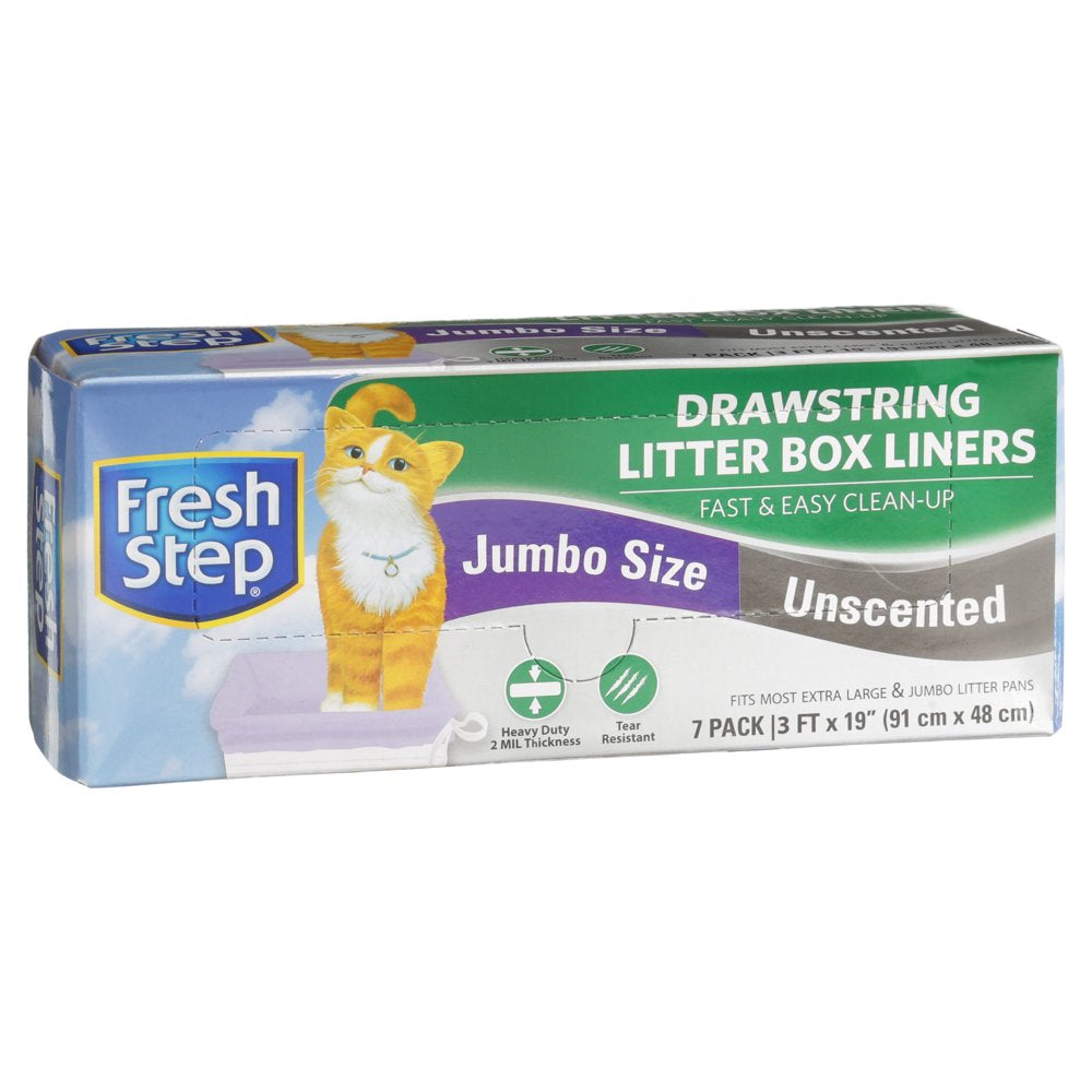 Fresh Step Drawstring Litter Box Liners Unscented, Jumbo Size, 36" X 19" - 7 Count Animals & Pet Supplies > Pet Supplies > Cat Supplies > Cat Litter Box Liners Fetch for Pets   