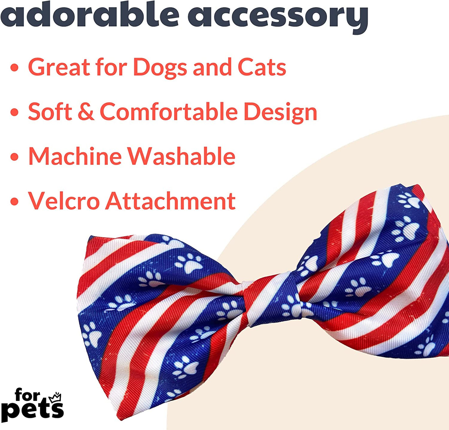 H&K Bow Tie for Pets | Paws & Stripes (Small) | 4Th of July Velcro Bow Tie Collar Attachment | Fun Bow Ties for Dogs & Cats | Cute, Comfortable, and Durable | Huxley & Kent Bow Tie Animals & Pet Supplies > Pet Supplies > Dog Supplies > Dog Apparel Huxley & Kent   