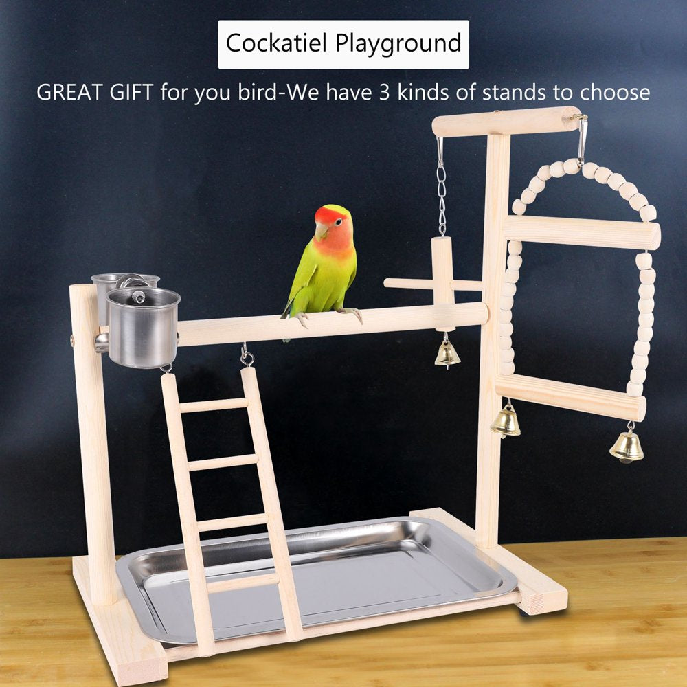 Parrot Playstands with Cup Toys Tray Bird Swing Climbing Hanging Ladder Bridge Wood Cockatiel Playground Bird Perches 53X23X36Cm Animals & Pet Supplies > Pet Supplies > Bird Supplies > Bird Ladders & Perches KOL PET   