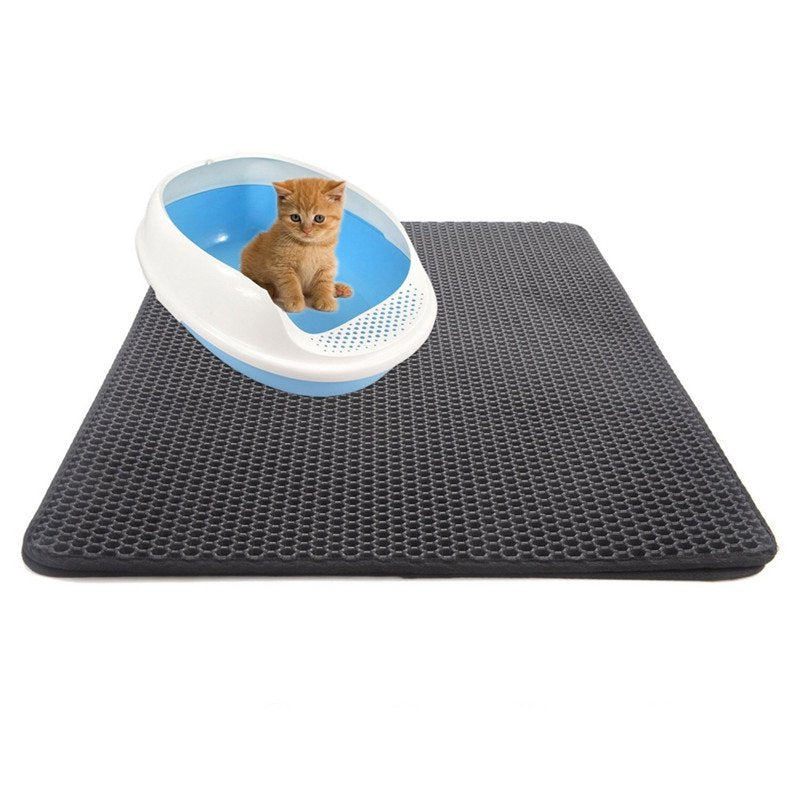 Cat Litter Mat Litter Trapping Mat, 45*60Cm Inch Honeycomb Double Layer Design Waterproof Urine Proof Trapper Mat for Litter Boxes, Large Size Easy Clean Scatter Control Animals & Pet Supplies > Pet Supplies > Cat Supplies > Cat Litter Box Mats Mancro 30x30CM Black 