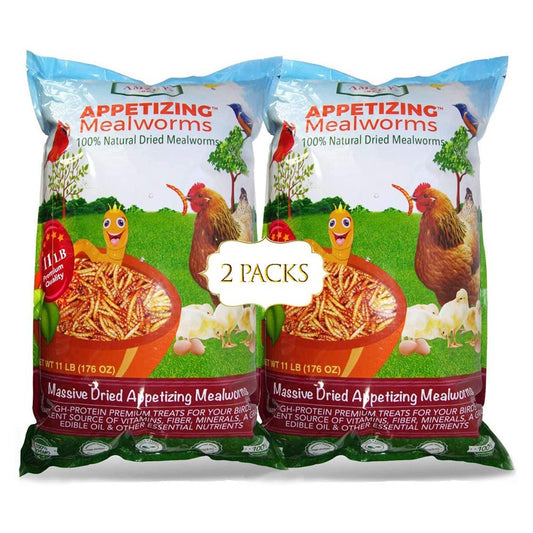 Amzey Freeze-Dried Appetizing Mealworms, 100% Natural Non GMO, Bird Food, Chickens Treats, Parakeet Food, Wild Birds Food, 22 Lbs（11 Lb/2Bags） Animals & Pet Supplies > Pet Supplies > Bird Supplies > Bird Food Amzey 22 lbs-bags  