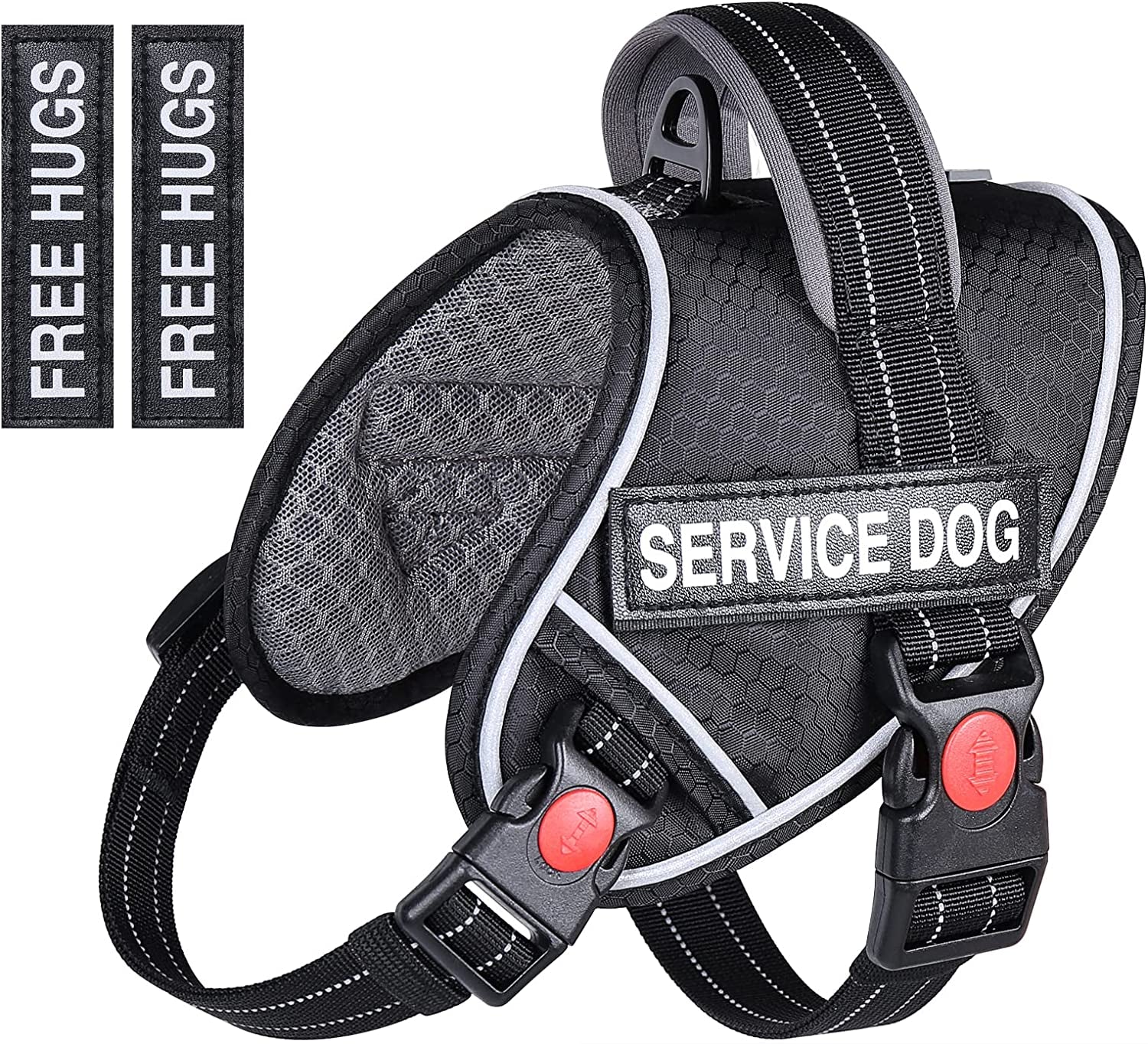 Reflective Service Dog Harness Vest Coat with Removable Patches for Large  Dogs