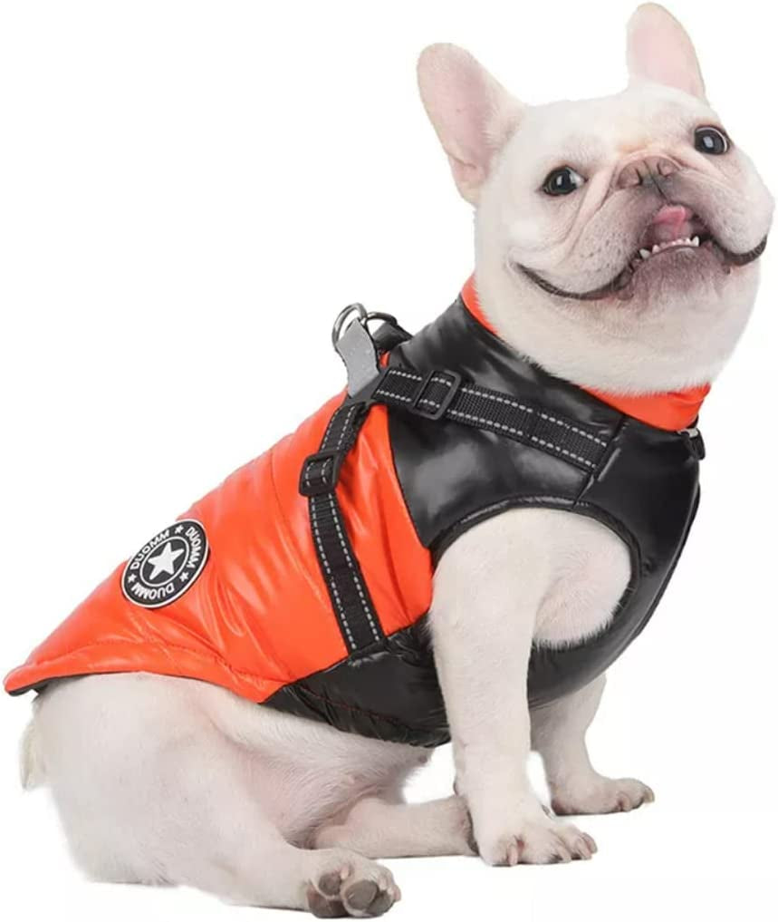 Ciyada Warm Dog Winter Coat Cold Weather Jacket Windproof Reflective Turtleneck Dog Vest D-Ring for Leash Thick Lining Outdoor Pet Apparel,Xl, Orange and Black Animals & Pet Supplies > Pet Supplies > Dog Supplies > Dog Apparel Ciyada   