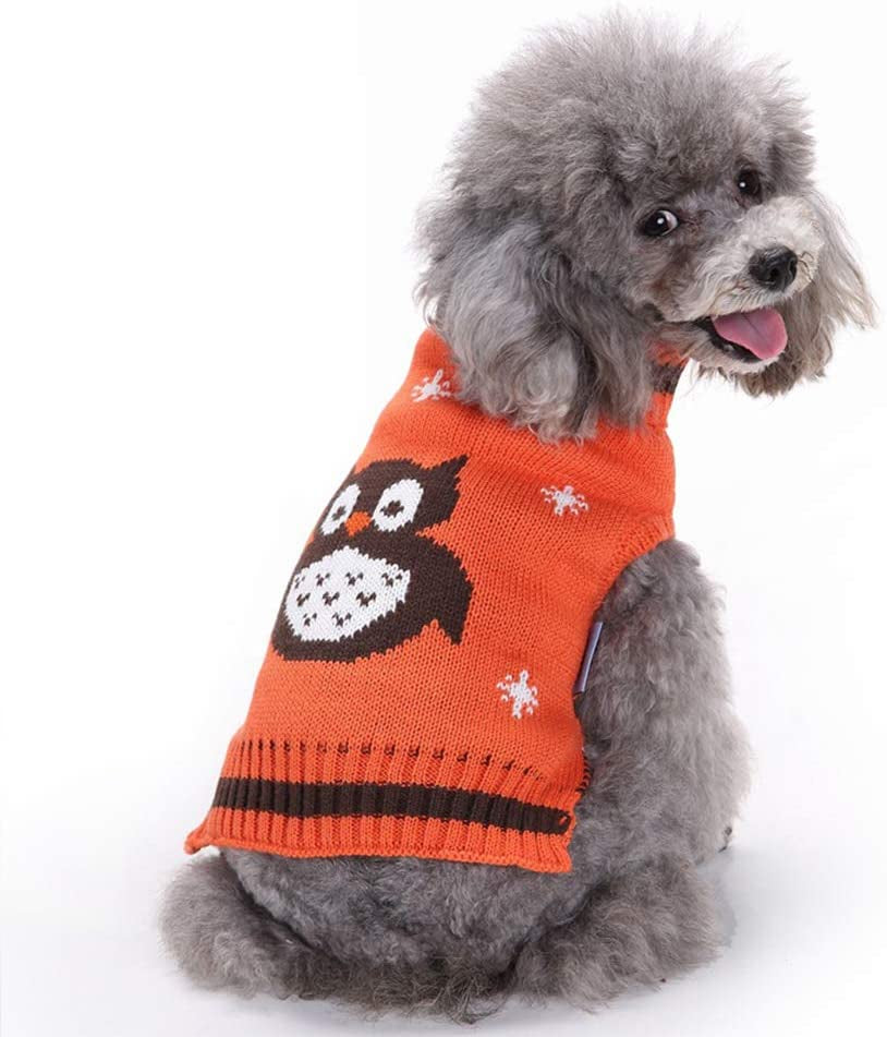 NACOCO Pet Clothes the Owl Sweater the Cat Dog Sweater Christmas Pet Jacket Dog Apparel (Orange, L) Animals & Pet Supplies > Pet Supplies > Dog Supplies > Dog Apparel NACOCO   