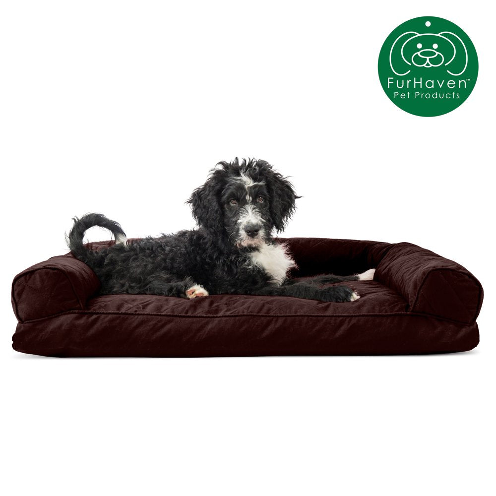 Furhaven Pet Products | Quilted Pillow Sofa Pet Bed for Dogs & Cats, Wine Red, Jumbo Animals & Pet Supplies > Pet Supplies > Cat Supplies > Cat Beds FurHaven Pet Products L Coffee 