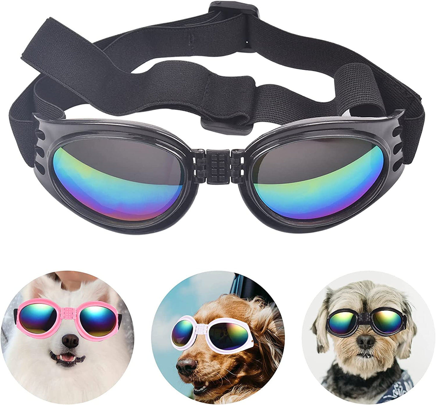 2 Pcs Dog Goggles Dog Sunglasses Adjustable Strap for Waterproof Windproof UV Protection Sunglasses for Dog, for Go Out Travel Skiing Swim, (Black and White) (2 PC) Animals & Pet Supplies > Pet Supplies > Dog Supplies > Dog Apparel JIABEIUS Black  